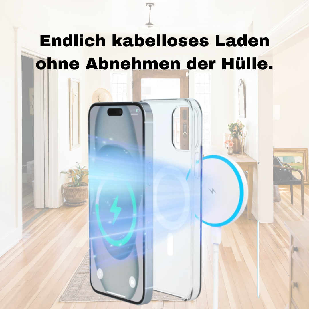MagSafe-kompatible, transparente Hülle mit kabelloser Ladefunktion für iPhone 11 12 13 14 15 16