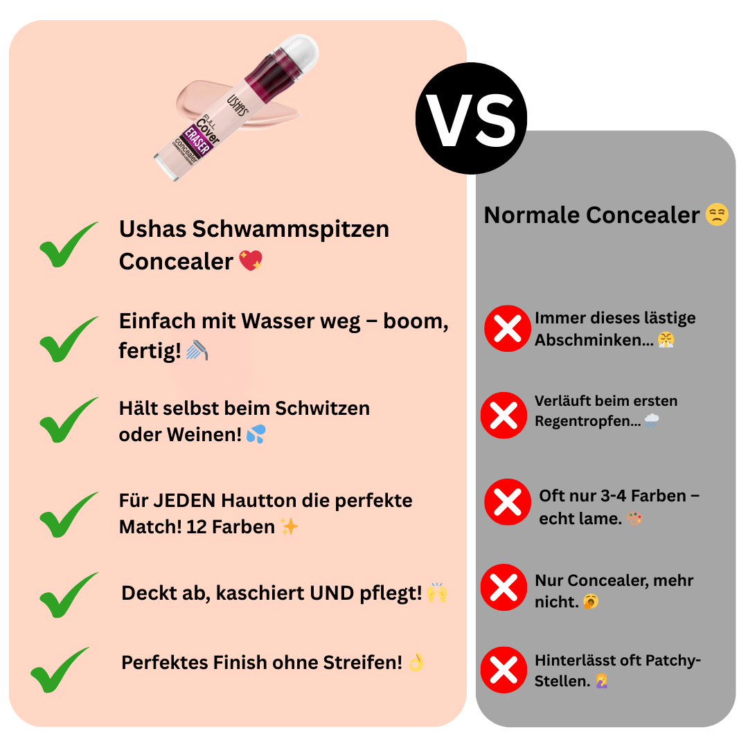 USHAS Concealer ohne Make-up-Entfernung, wasserfest, 12 Farben 50 % OFF 😍🔥