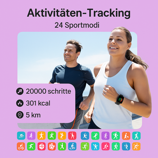 Smartwatch für Männer und Frauen, Fitness:  Wasserdichte Laufsport Full HD Screen