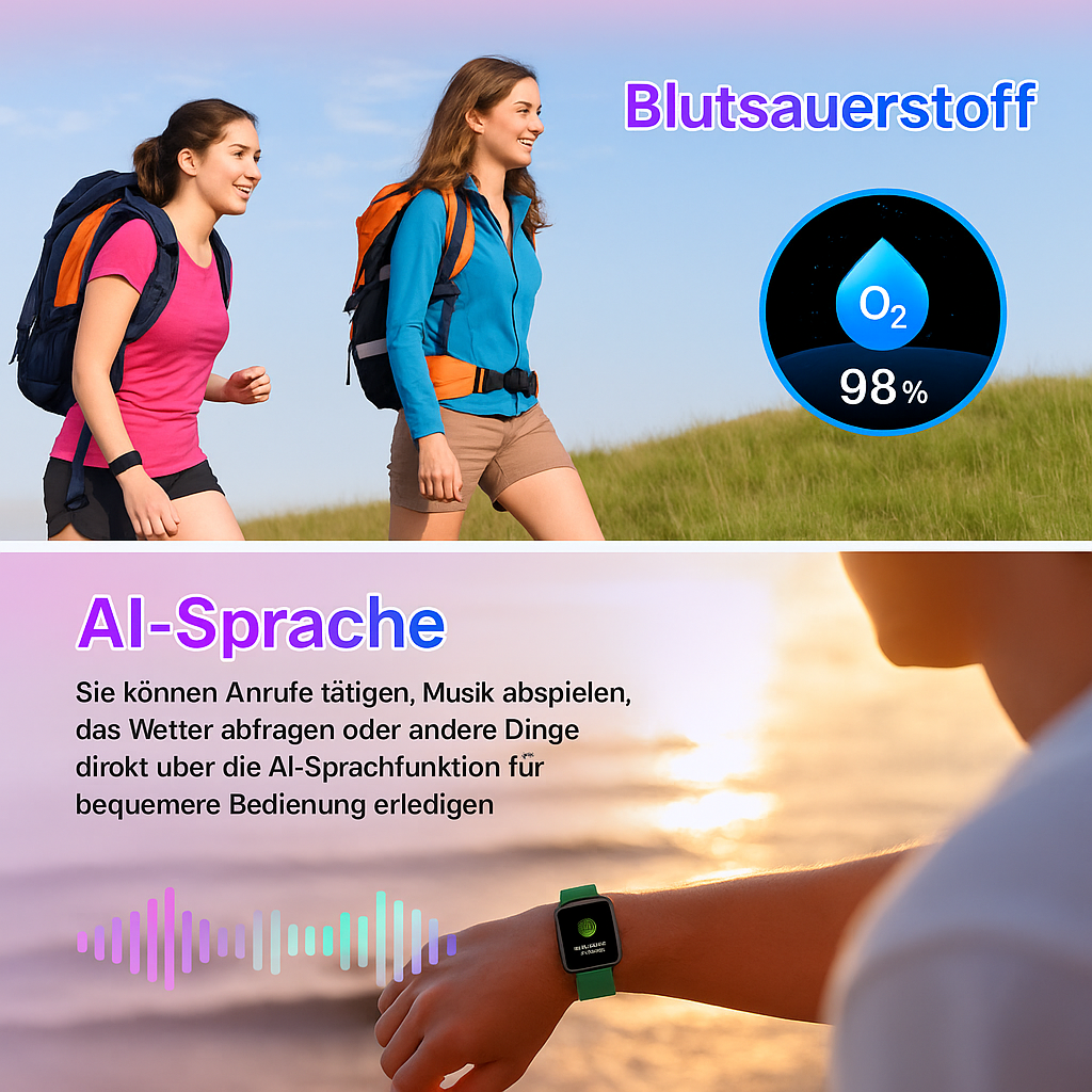 Smartwatch für Männer und Frauen, Fitness:  Wasserdichte Laufsport Full HD Screen