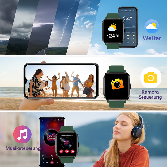Smartwatch für Männer und Frauen, Fitness:  Wasserdichte Laufsport Full HD Screen