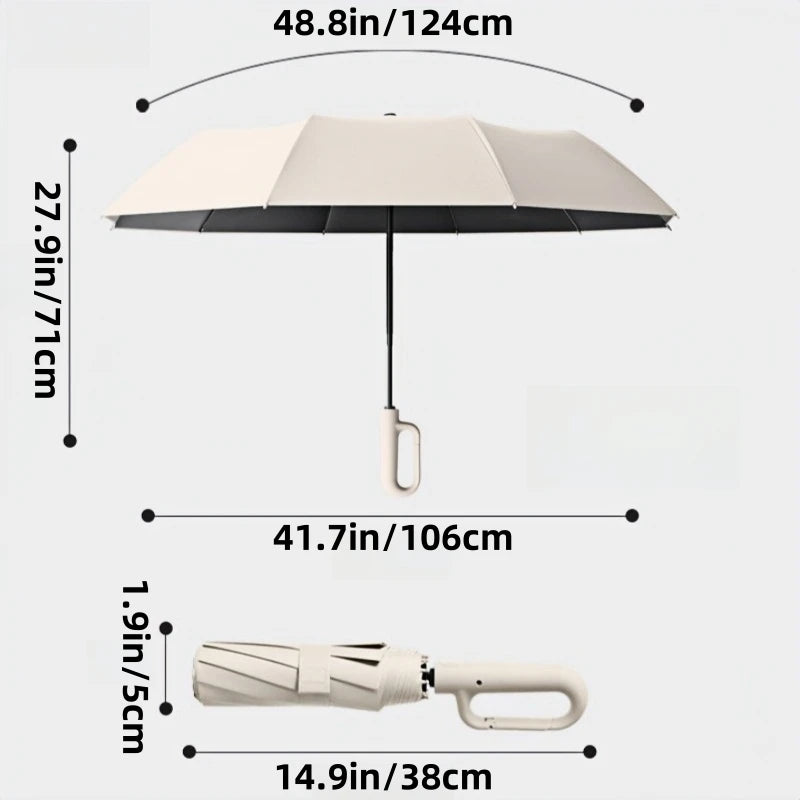 20 Bones Windproof Strong 105CM Reinforced Automatic Folding Umbrella for Men, Large Buckle Handle Wind and Water Resistant