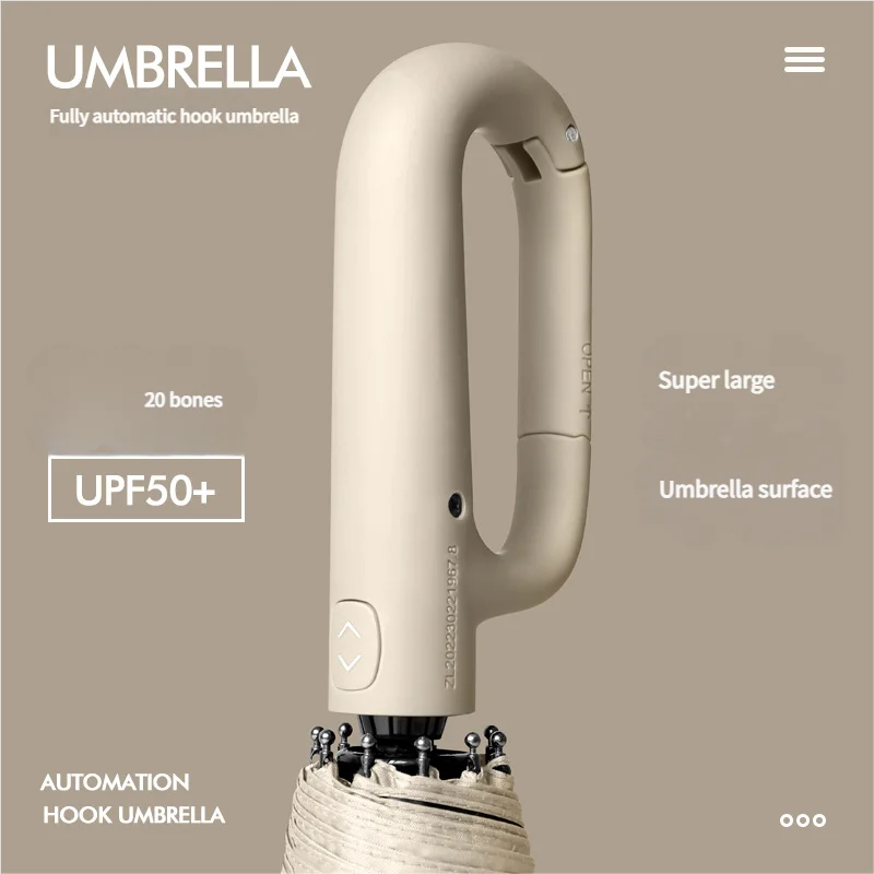 20 Bones Windproof Strong 105CM Reinforced Automatic Folding Umbrella for Men, Large Buckle Handle Wind and Water Resistant